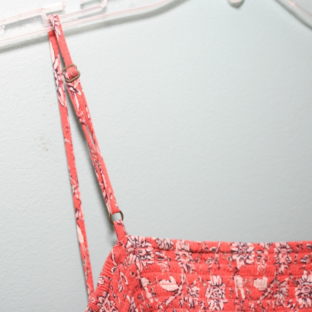Xhilaration Coral Floral Maxi Dress with Striped Hem and Side Cut-Outs - Picture 5 of 7